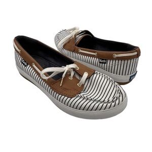 Keds Charter Breton Blue White Striped Boat Shoes Size 7 Women's